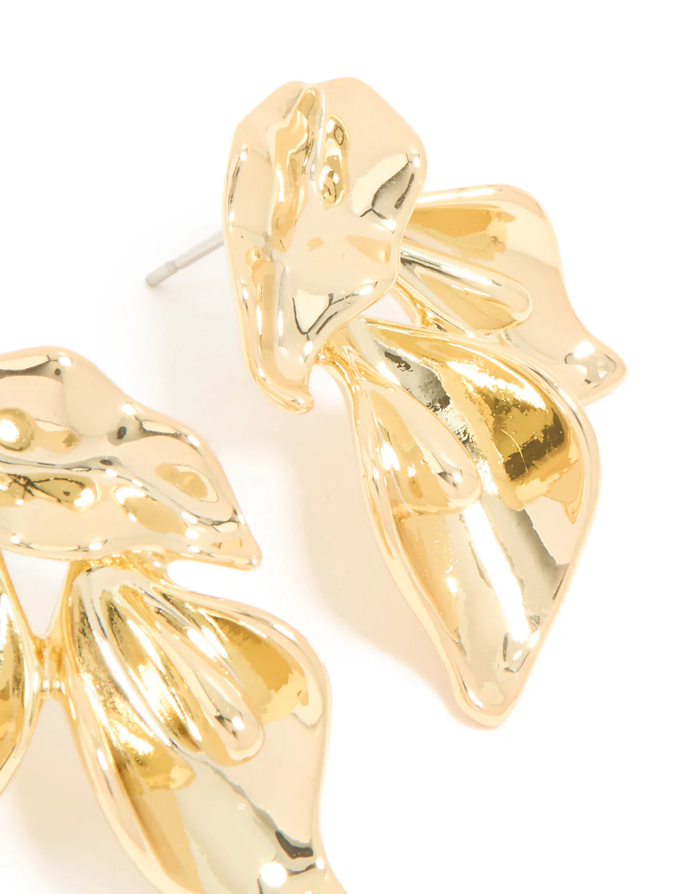 Gold Plated Brass Flower Mirror Statement Earrings - Image 5