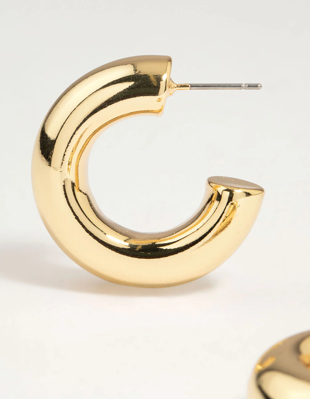 Gold Plated Brass Large Chunky Hoop Earrings - Image 2