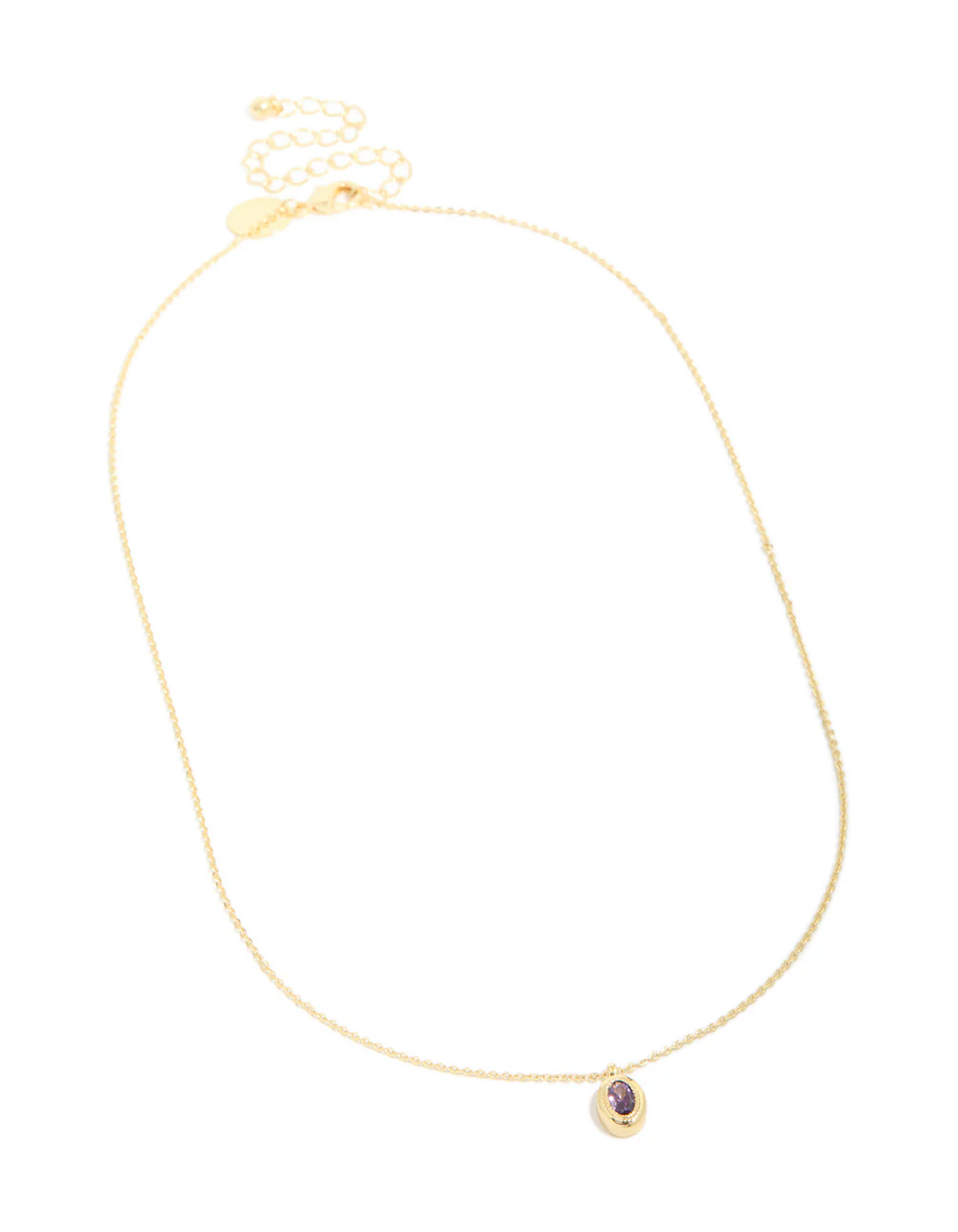 Gold Plated Brass Light Amethyst Cubic Zirconia June Birthstone Necklace - Image 4