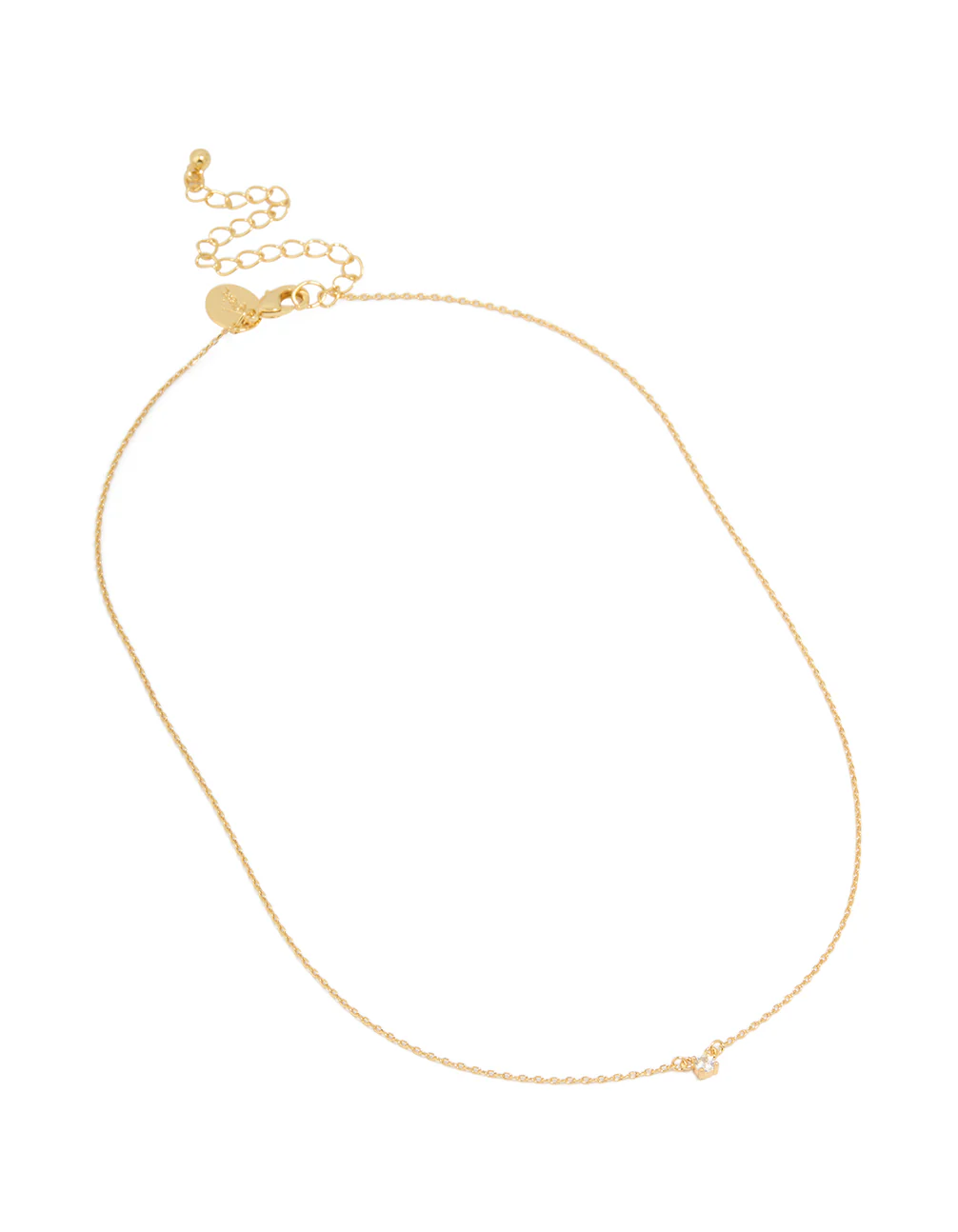 Gold Plated Brass Mini Cubic Zirconia Bezel Pendant Necklace - Image 2