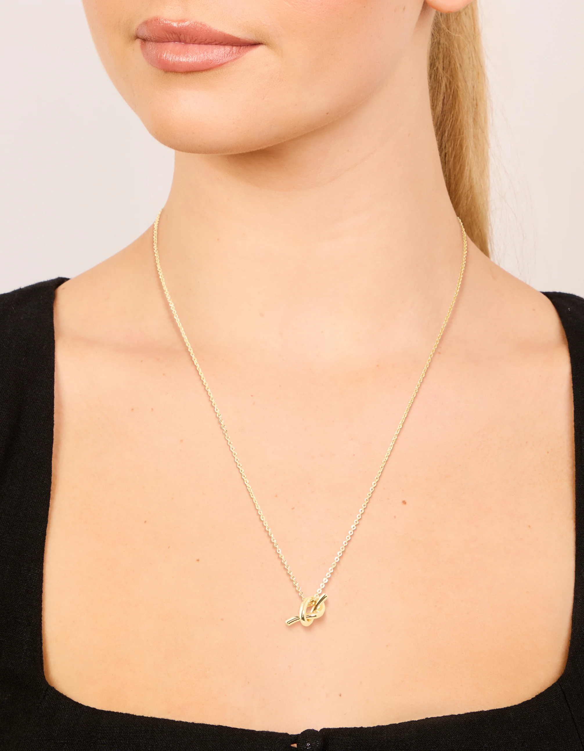 Gold Plated Brass Mini Pretzel Pendant Necklace - Image 2