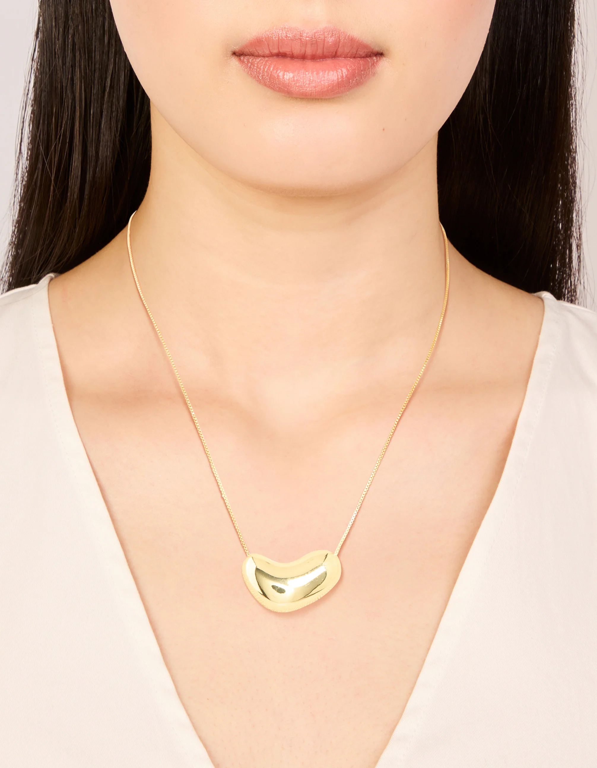 Gold Plated Brass Molten Pebble Pendant Necklace - Image 6