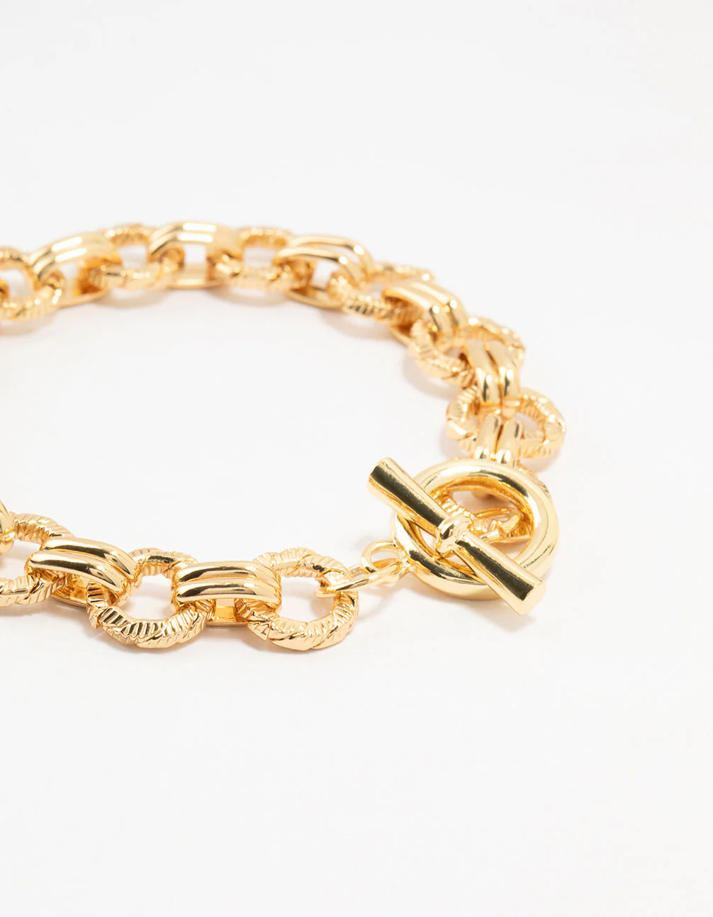 Gold Plated Brass Nautical Link T Bar Bracelet - Image 2