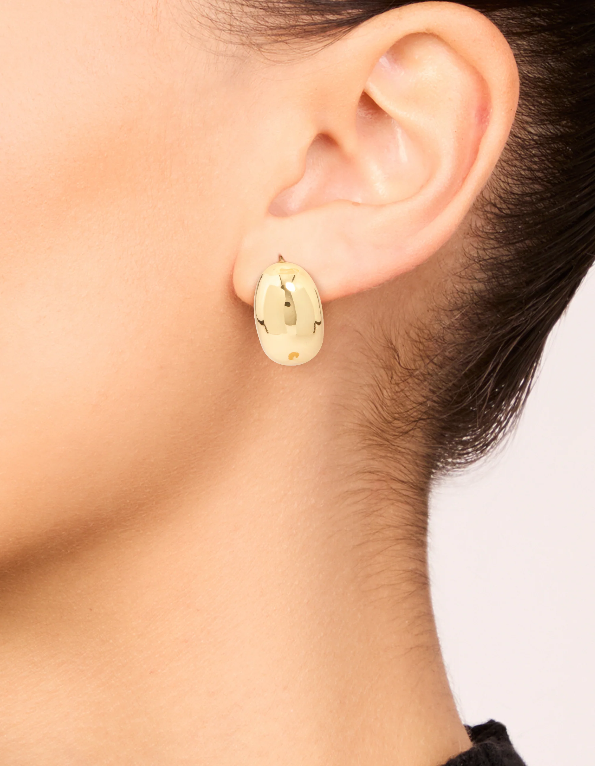 Gold Plated Brass Pebble Large Hoop Earrings - Image 2