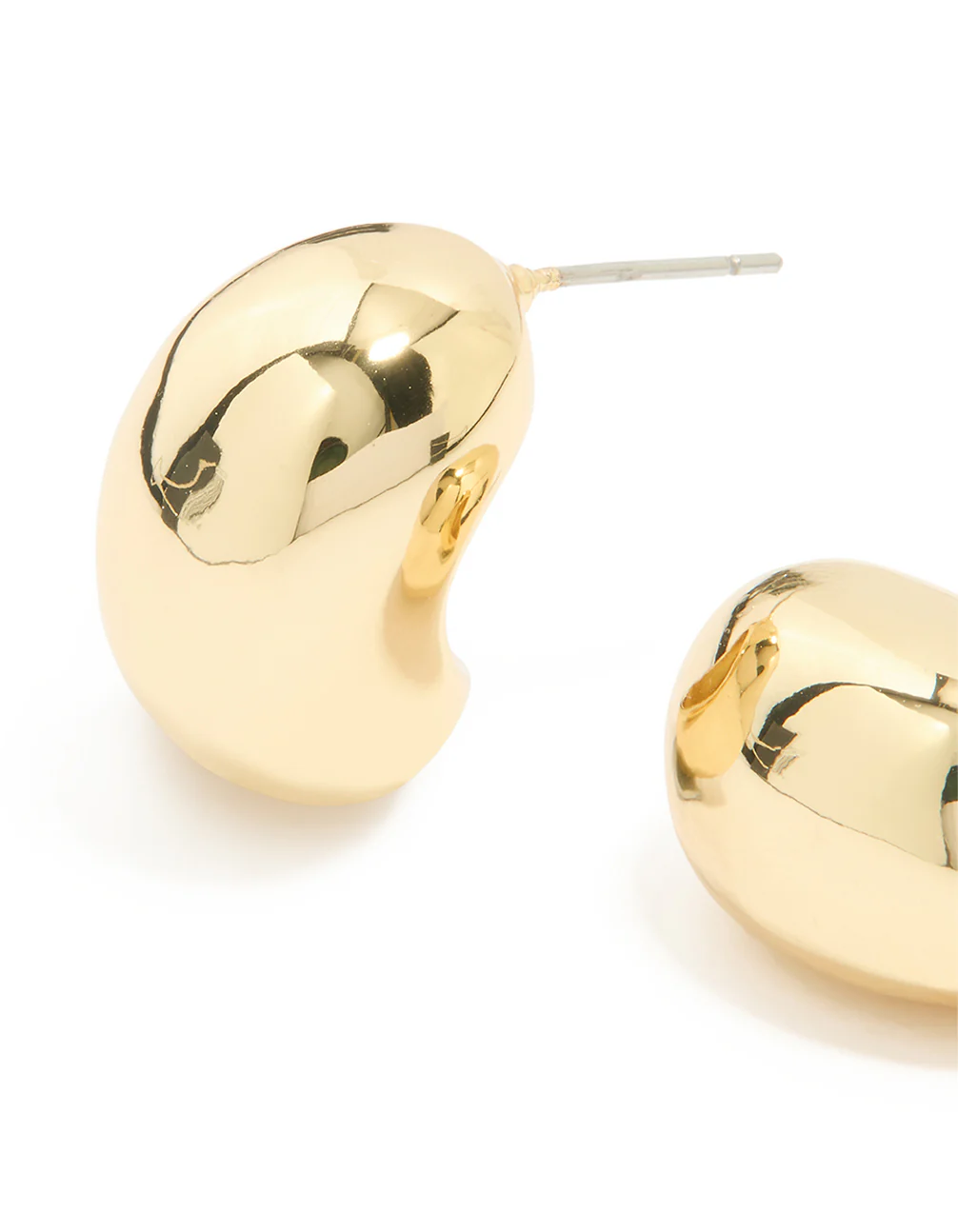 Gold Plated Brass Pebble Large Hoop Earrings - Image 4