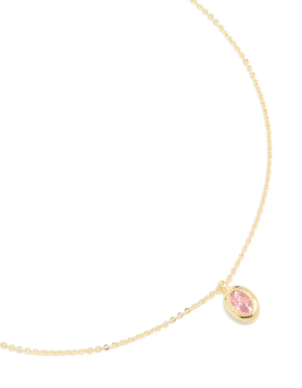 Gold Plated Brass Pink Tourmaline October Birthstone Necklace - Image 2