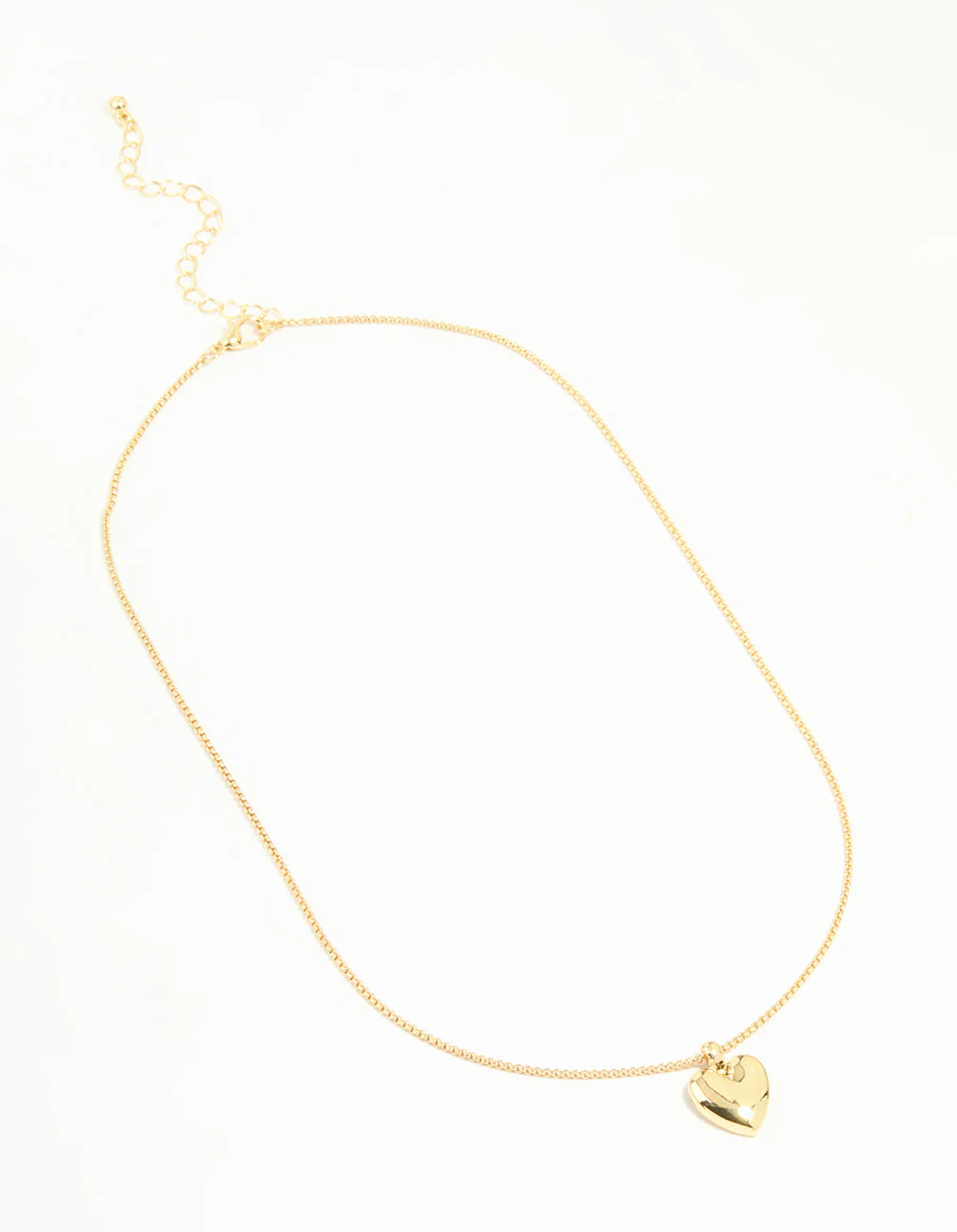 Gold Plated Brass Puffy Heart Pendant Necklace - Image 4