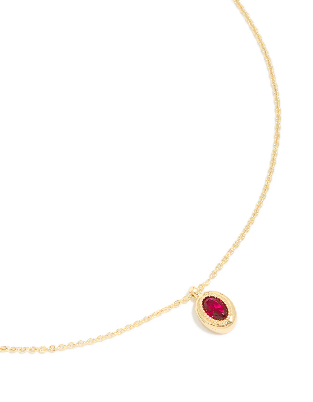 Gold Plated Brass Ruby Cubic Zirconia July Birthstone Necklace - Image 2
