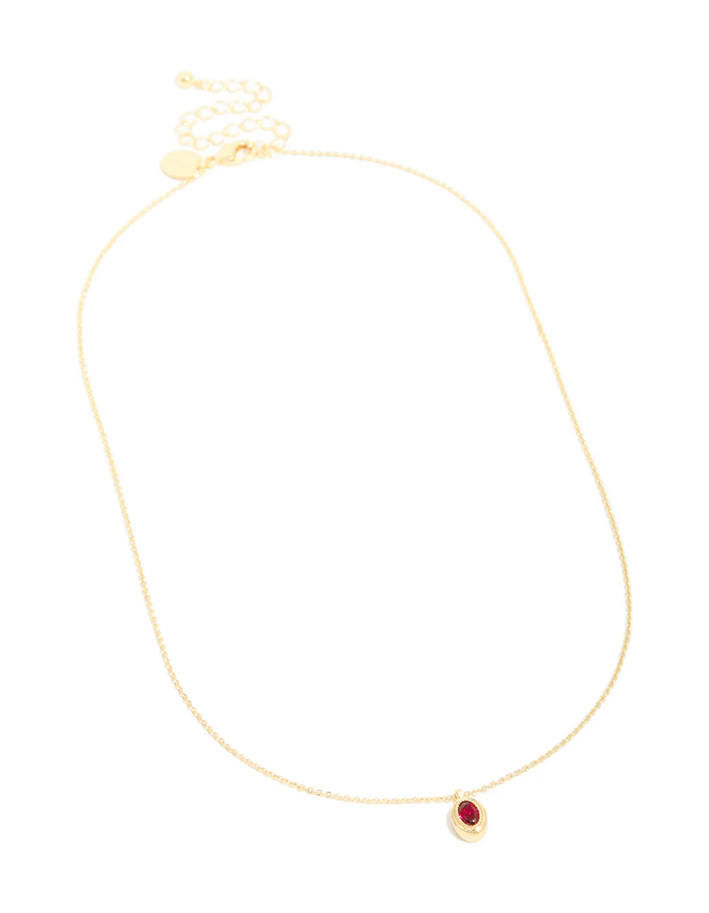 Gold Plated Brass Ruby Cubic Zirconia July Birthstone Necklace - Image 4