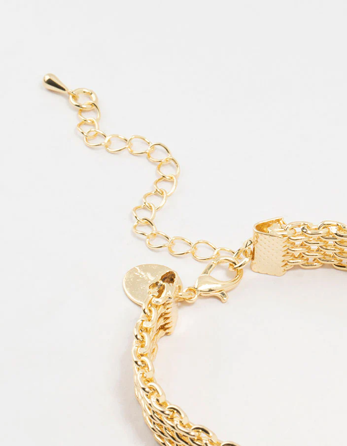 Gold Plated Brass Skinny Mesh Link Bracelet - Image 3