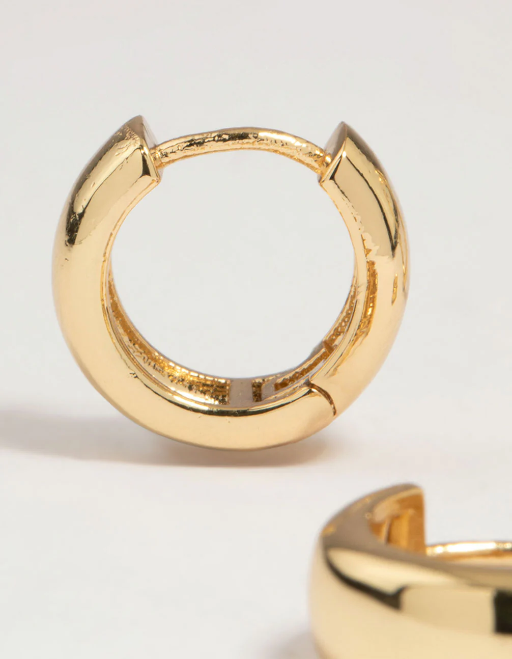 Gold Plated Brass Small & Medium Huggie Earrings 2-Pack - Image 2