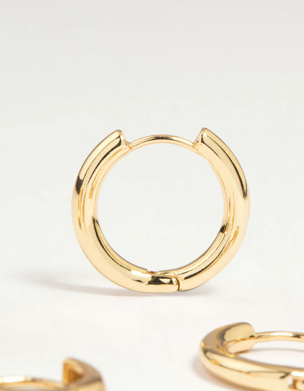 Gold Plated Brass Small & Medium Huggie Earrings 2-Pack - Image 3