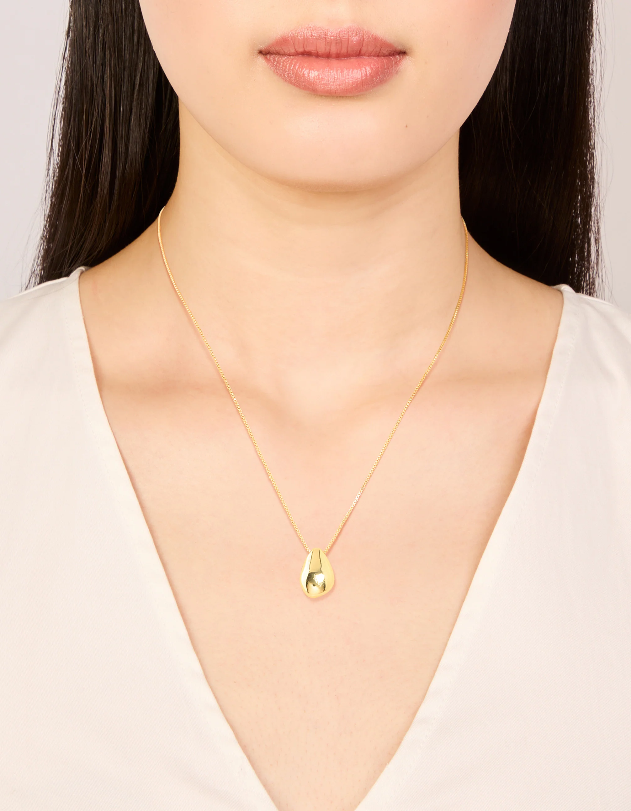 Gold Plated Brass Teardrop Pendant Necklace - Image 4