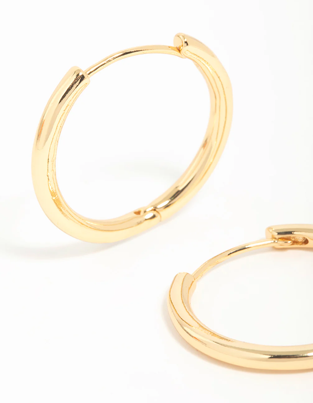 Gold Plated Brass Thin Medium Huggie Earrings - Image 4
