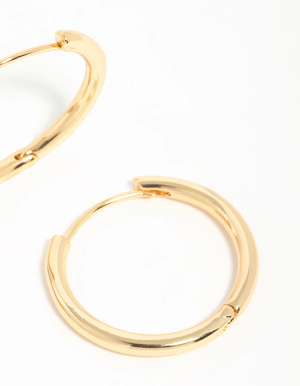 Gold Plated Brass Thin Medium Huggie Earrings - Image 5