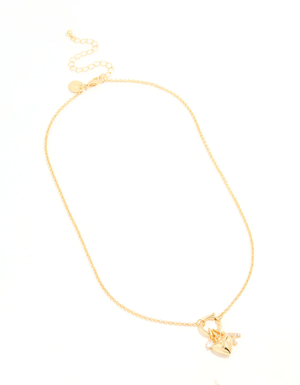 Gold Plated Bubble A & Heart Charm Necklace - Image 4