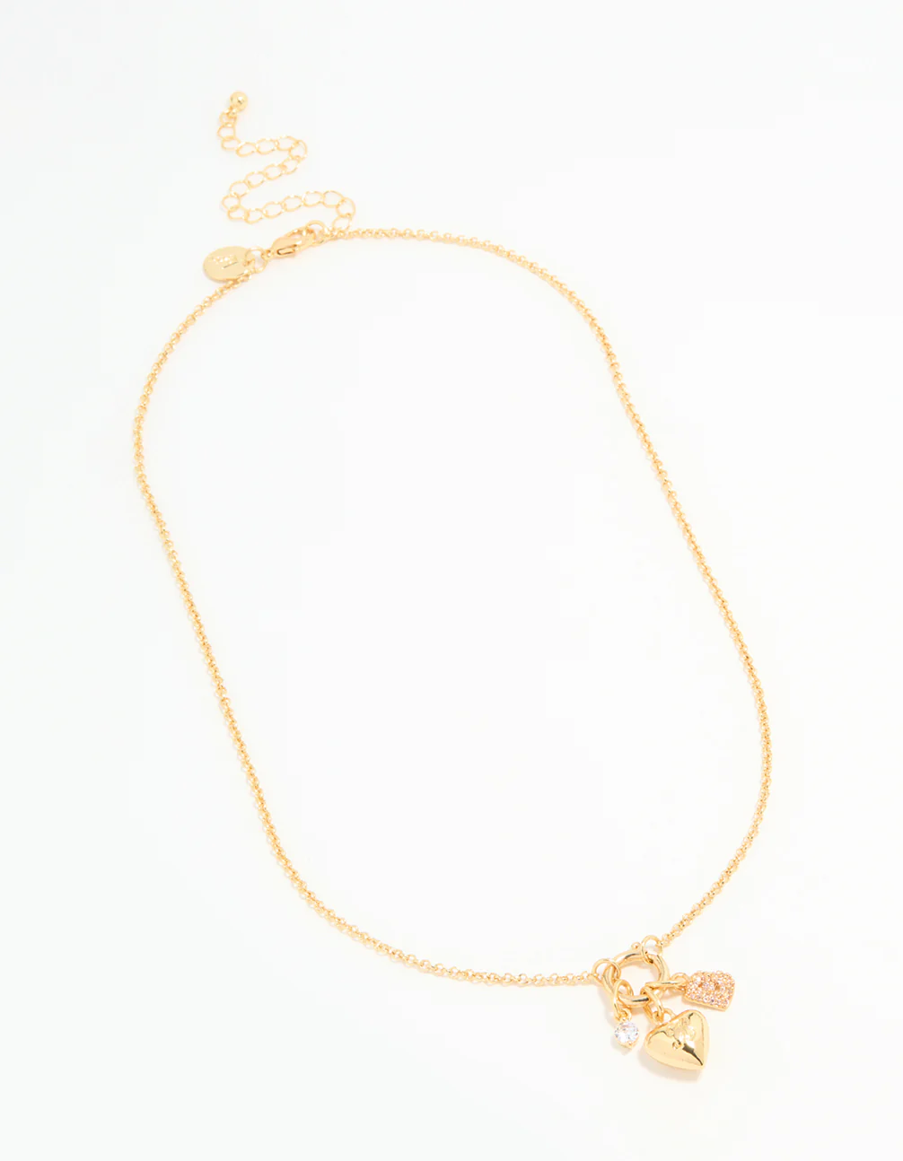 Gold Plated Bubble B & Heart Necklace - Image 2