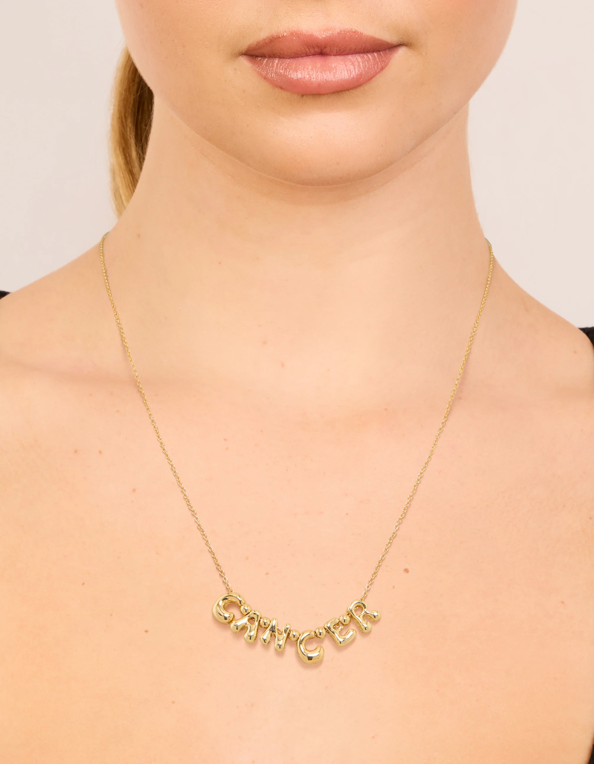 Gold Plated Bubble Cancer Pendant Necklace - Image 2
