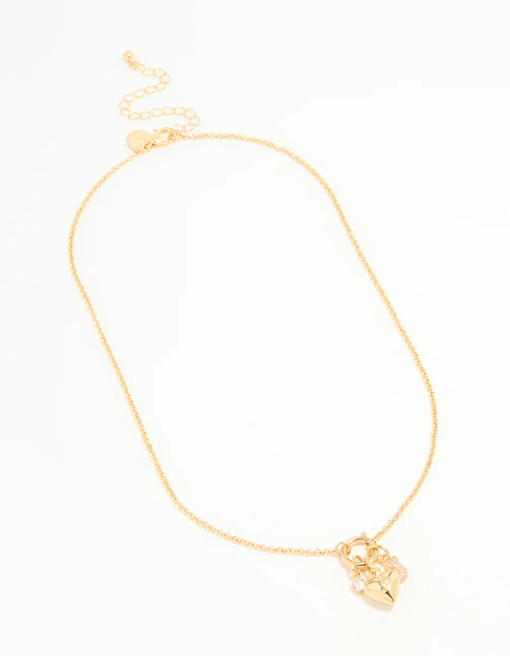 Gold Plated Bubble J & Heart Charm Necklace - Image 4