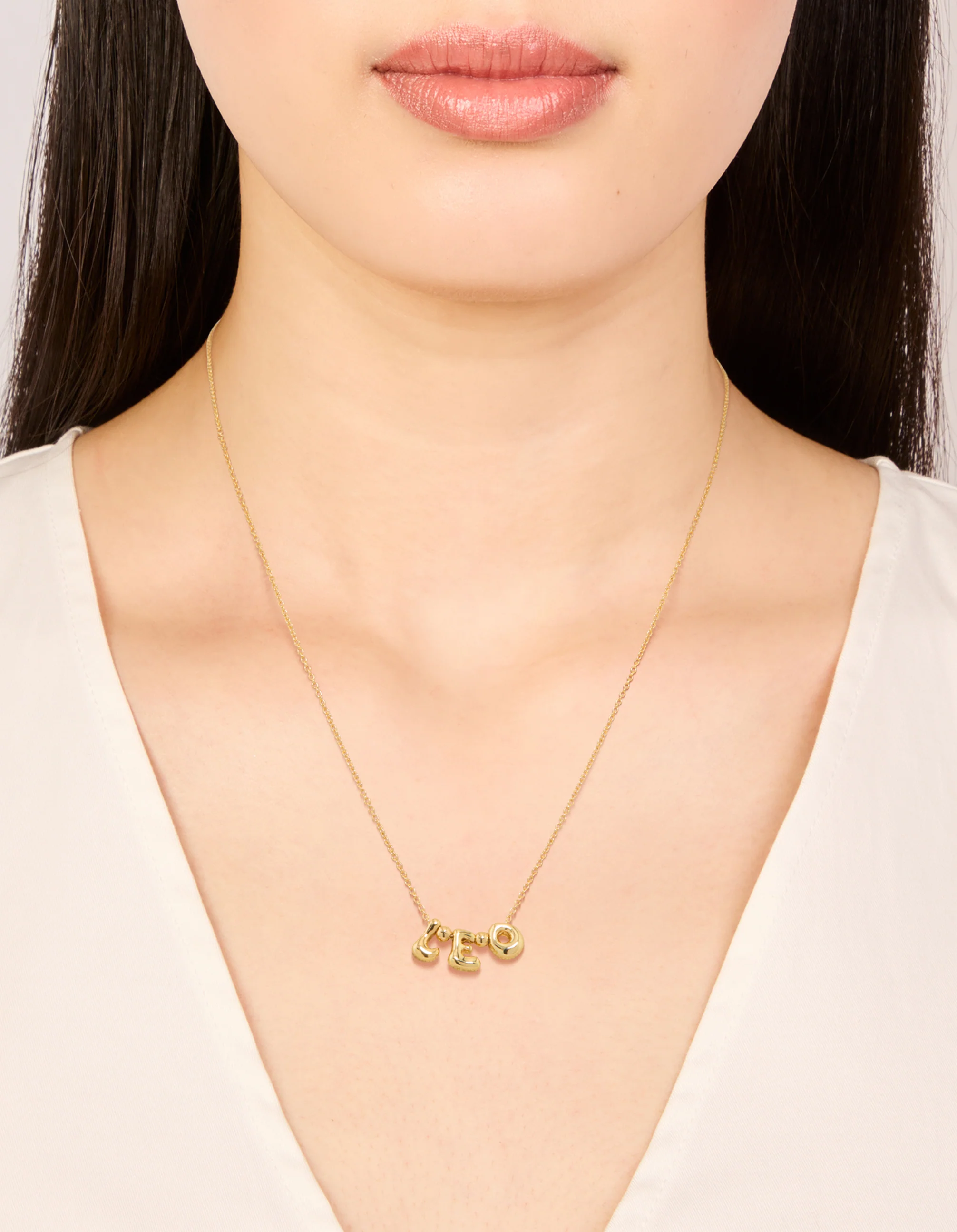 Gold Plated Bubble Leo Pendant Necklace - Image 2