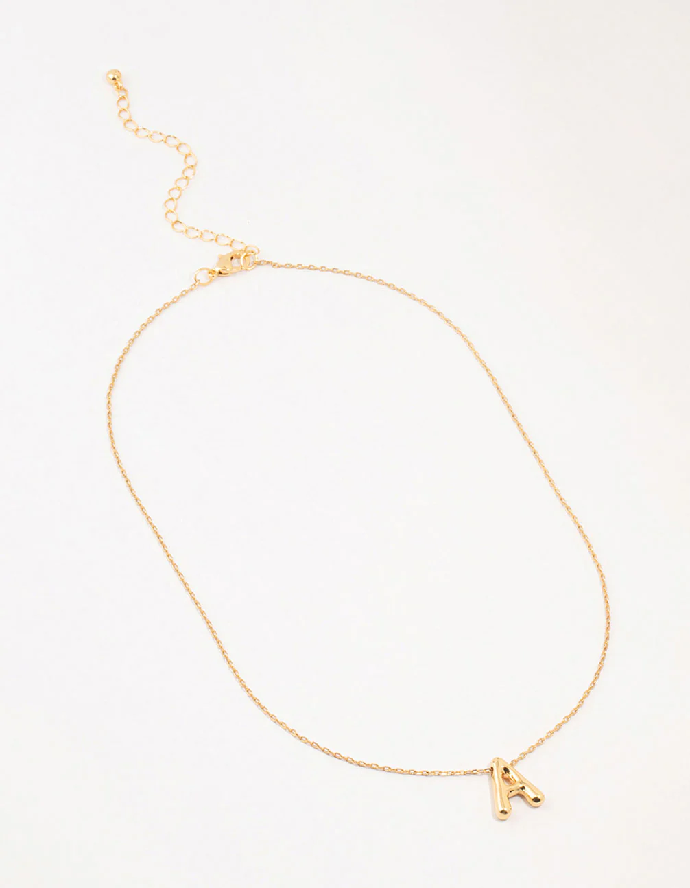 Gold Plated Bubble Letter A Necklace - Image 2