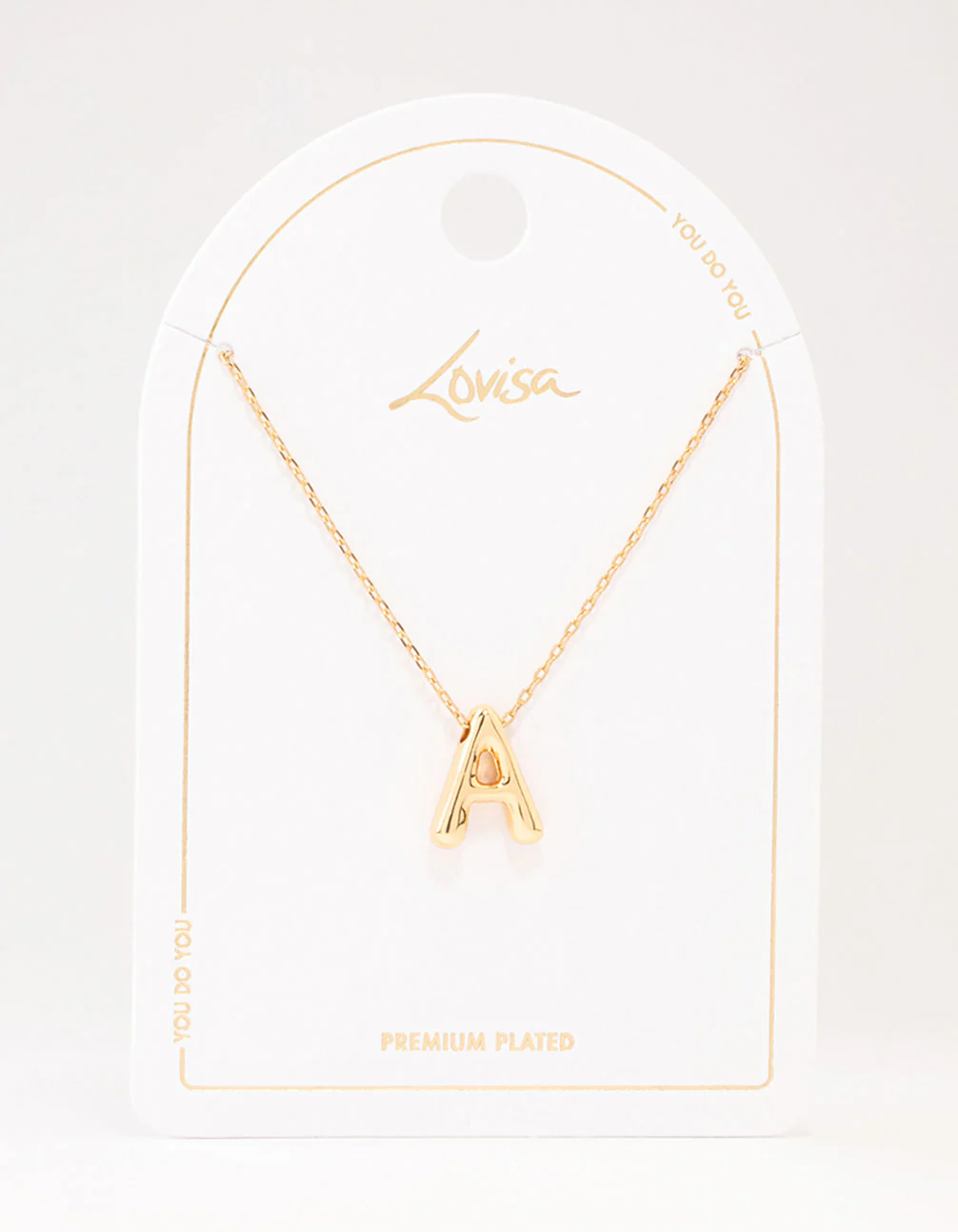 Gold Plated Bubble Letter A Necklace - Image 3
