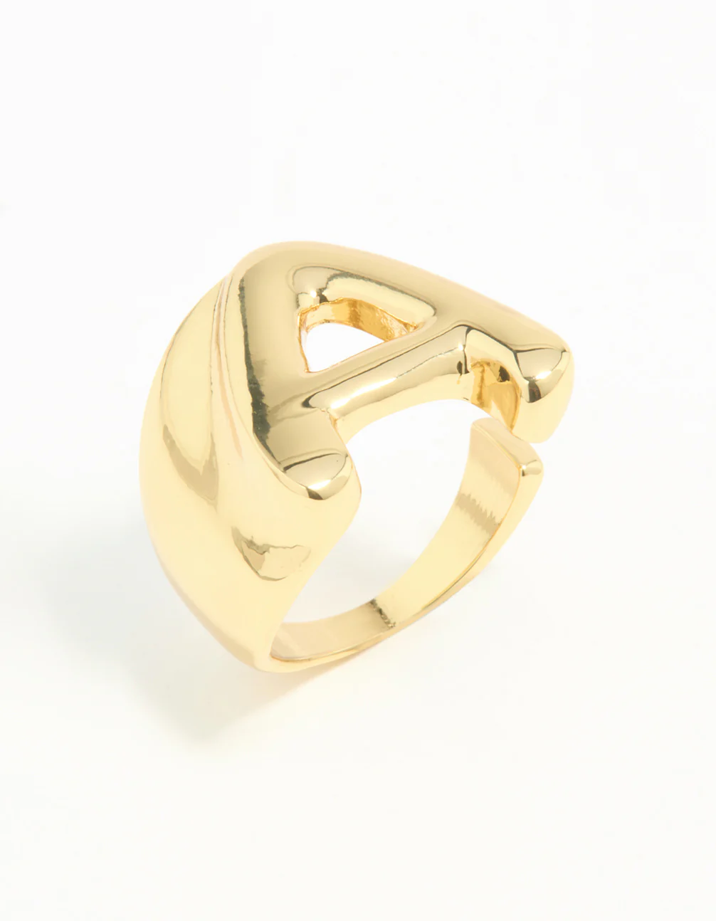 Gold Plated Bubble Letter A Ring - Image 2