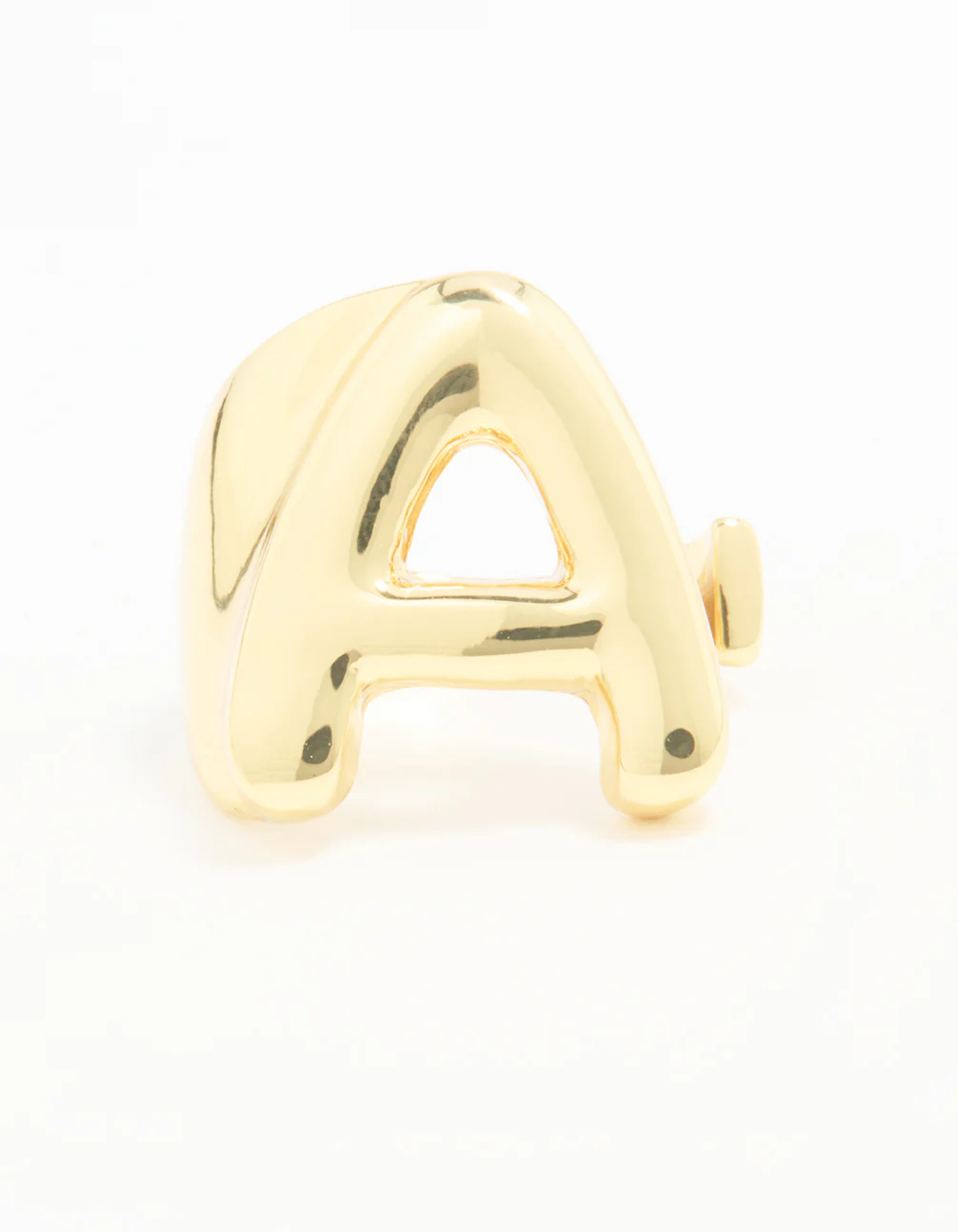 Gold Plated Bubble Letter A Ring - Image 3