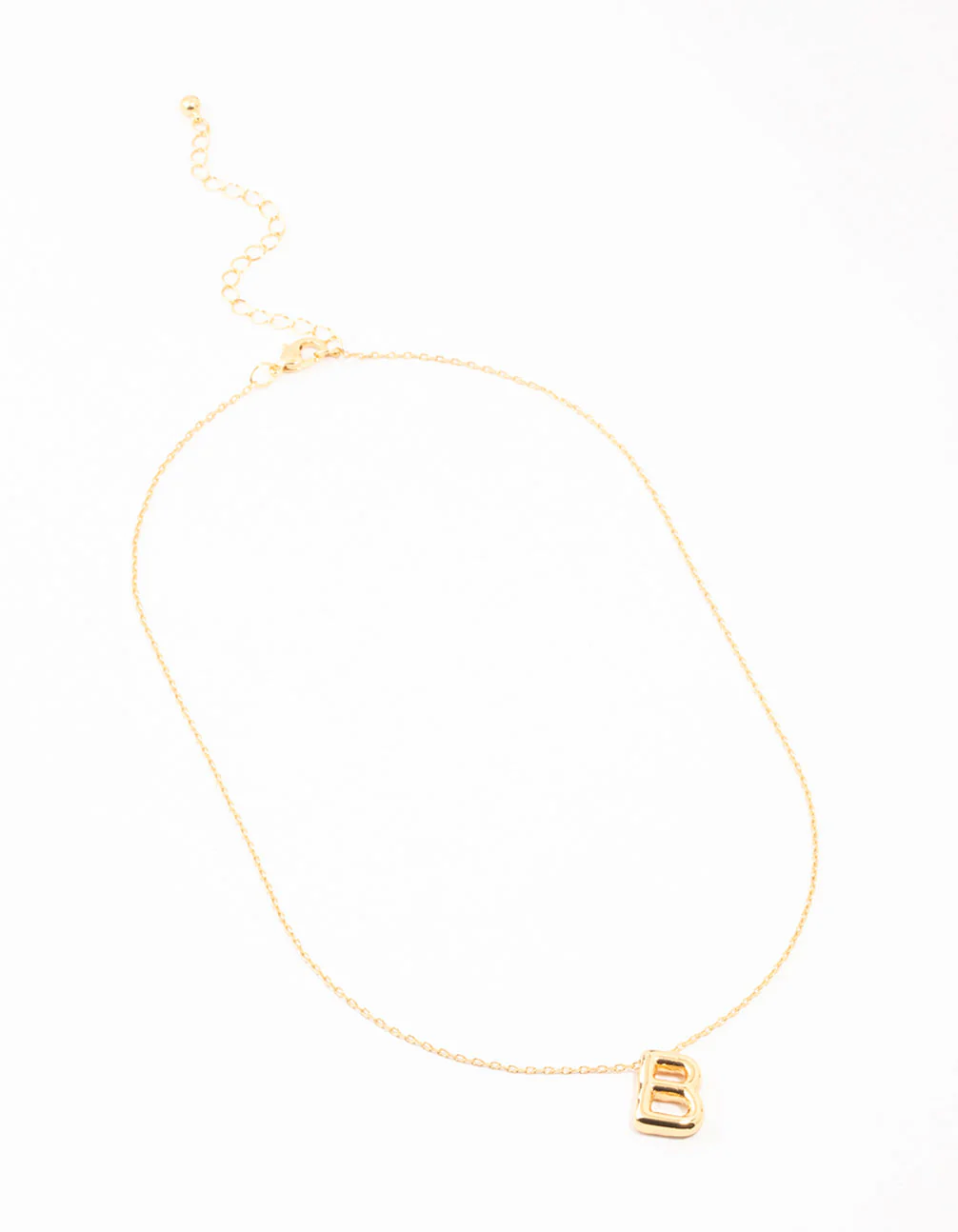 Gold Plated Bubble Letter B Necklace - Image 2