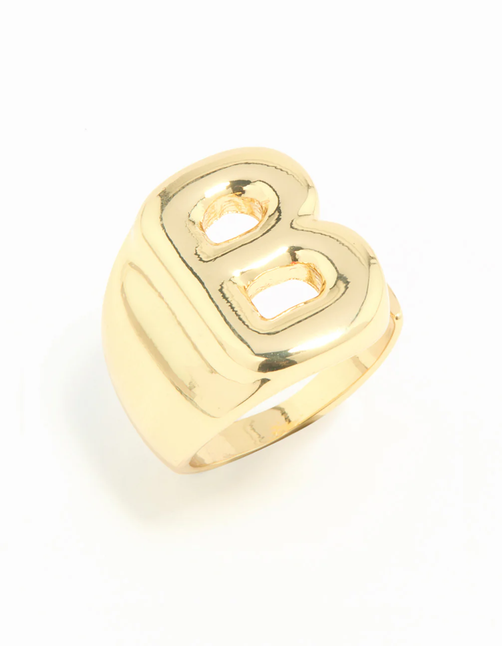 Gold Plated Bubble Letter B Ring - Image 2