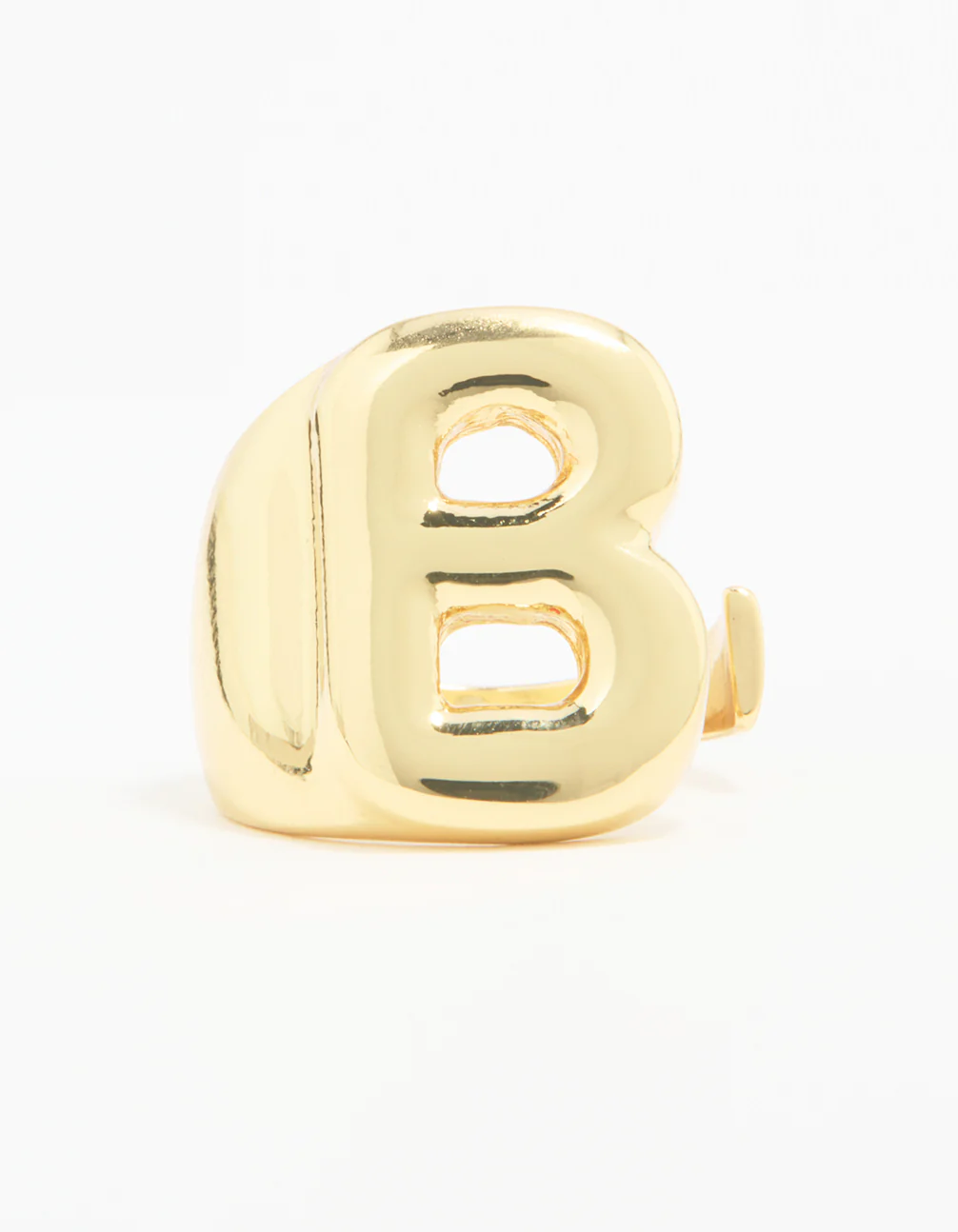 Gold Plated Bubble Letter B Ring - Image 3