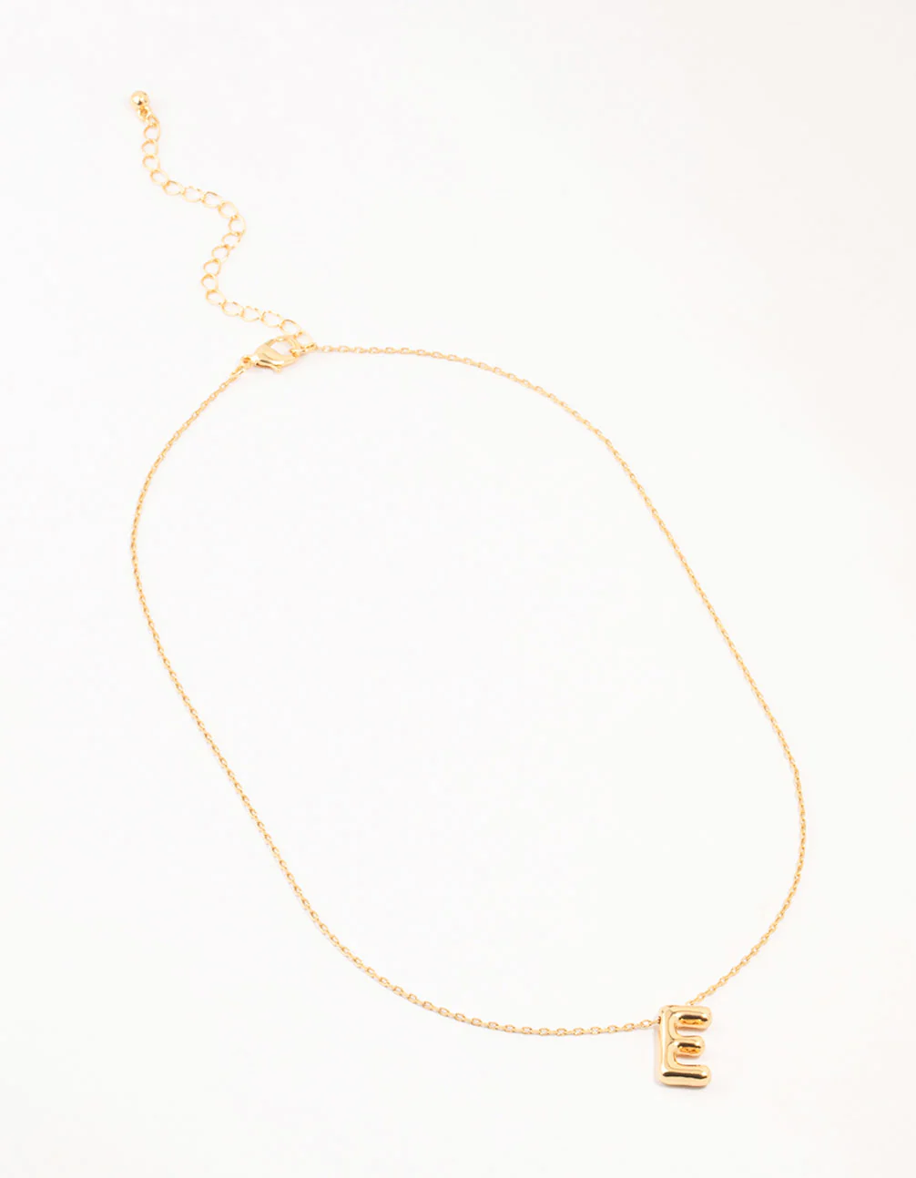 Gold Plated Bubble Letter E Necklace - Image 2