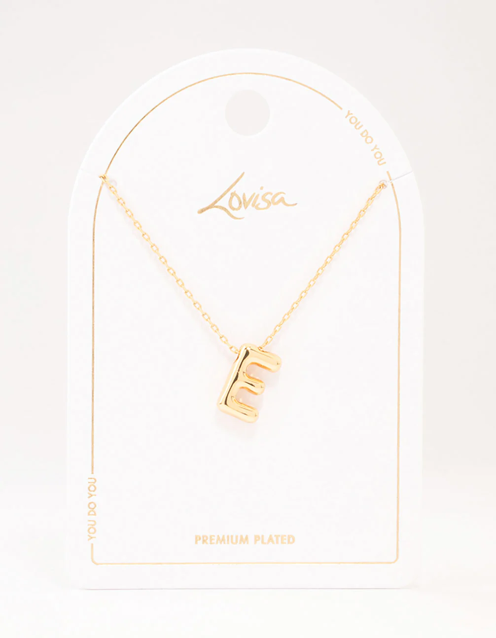 Gold Plated Bubble Letter E Necklace - Image 3
