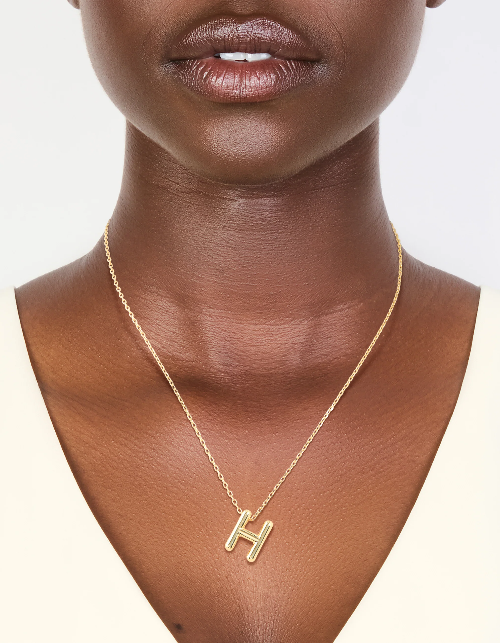 Gold Plated Bubble Letter H Necklace - Image 2