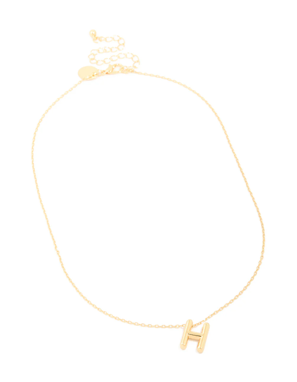 Gold Plated Bubble Letter H Necklace - Image 4