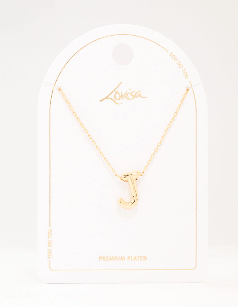 Gold Plated Bubble Letter J Necklace - Image 3