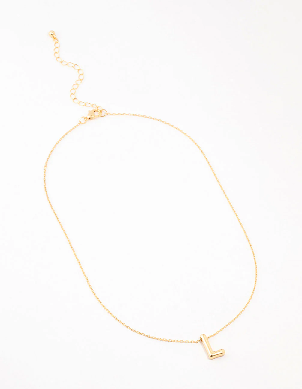 Gold Plated Bubble Letter L Necklace - Image 2