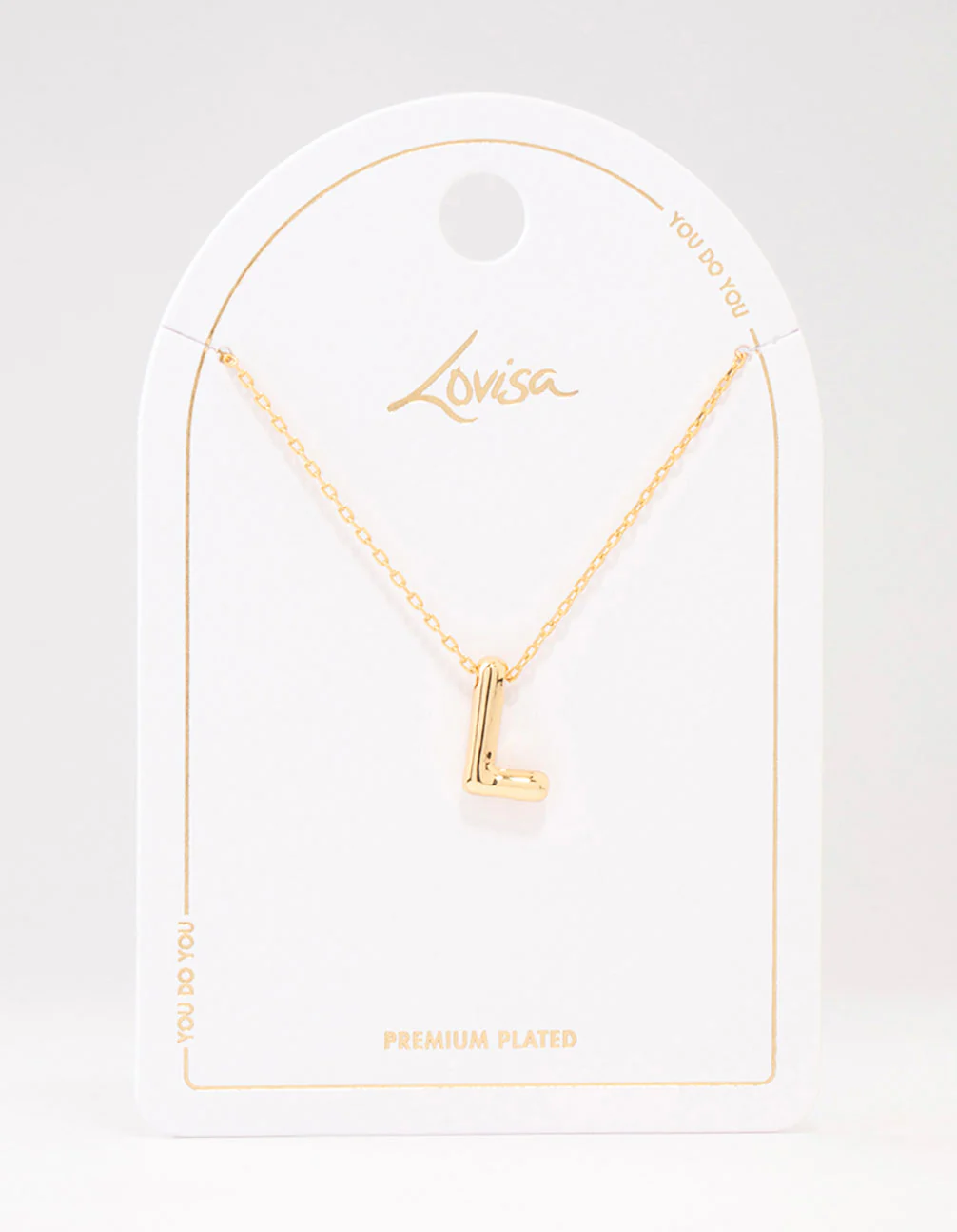 Gold Plated Bubble Letter L Necklace - Image 3