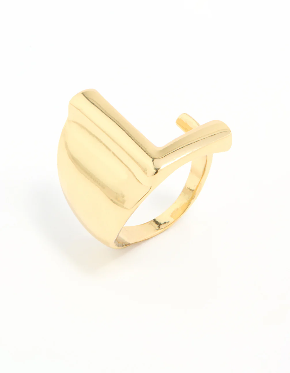 Gold Plated Bubble Letter L Ring - Image 2