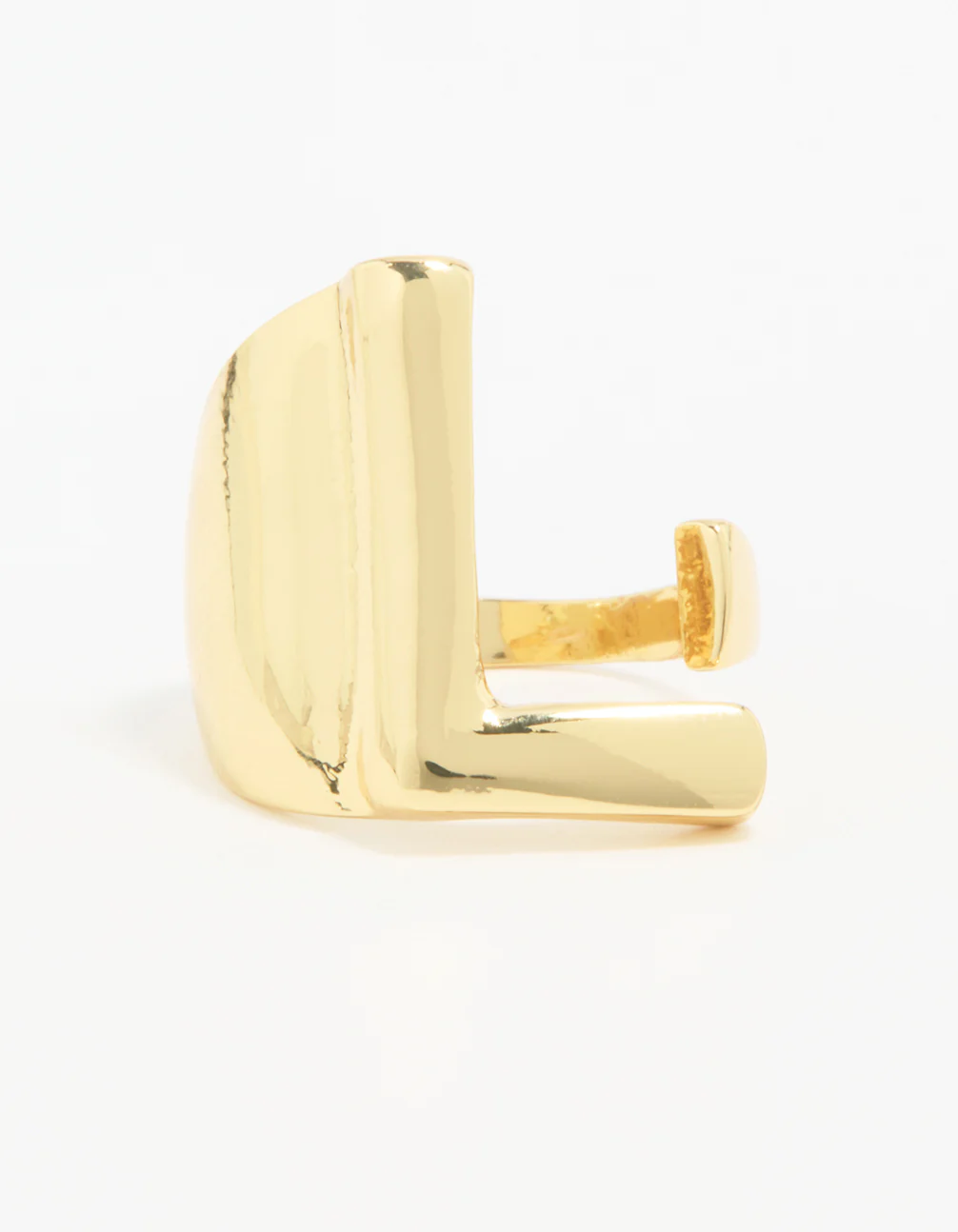 Gold Plated Bubble Letter L Ring - Image 3