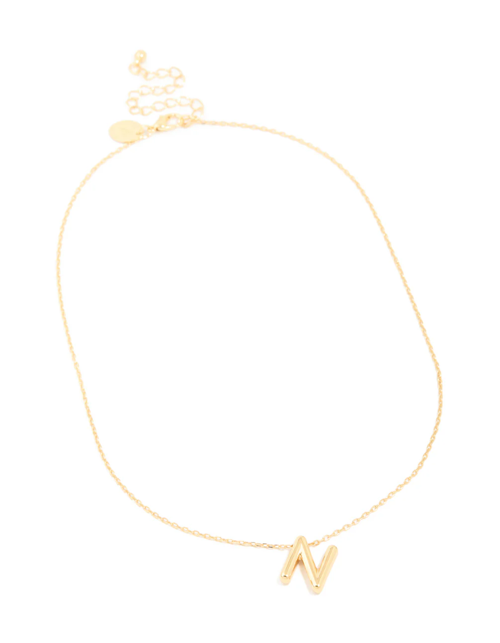 Gold Plated Bubble Letter N Necklace - Image 4