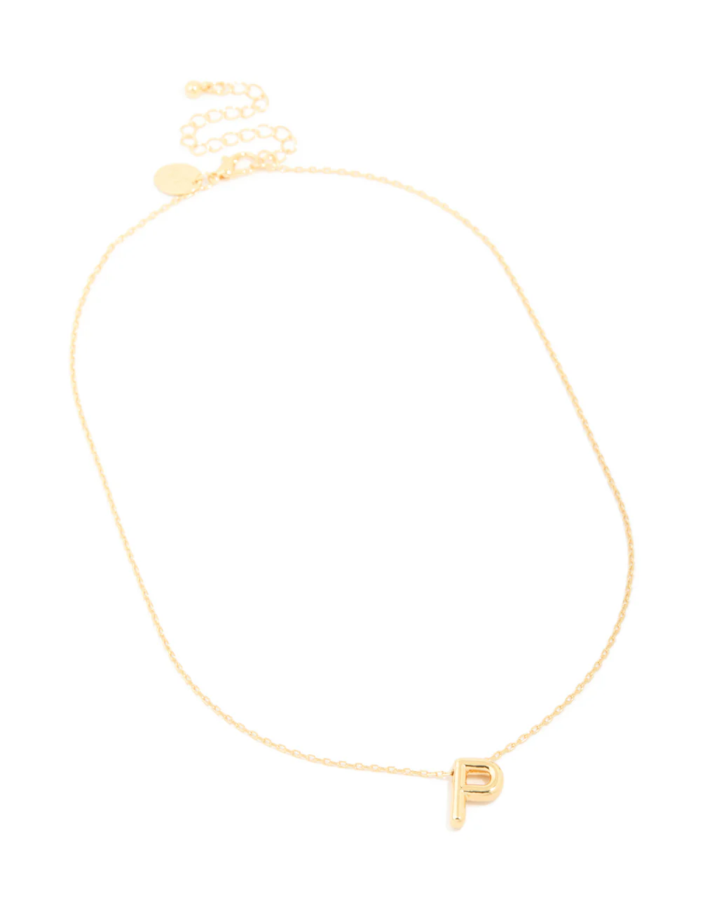 Gold Plated Bubble Letter P Necklace - Image 4