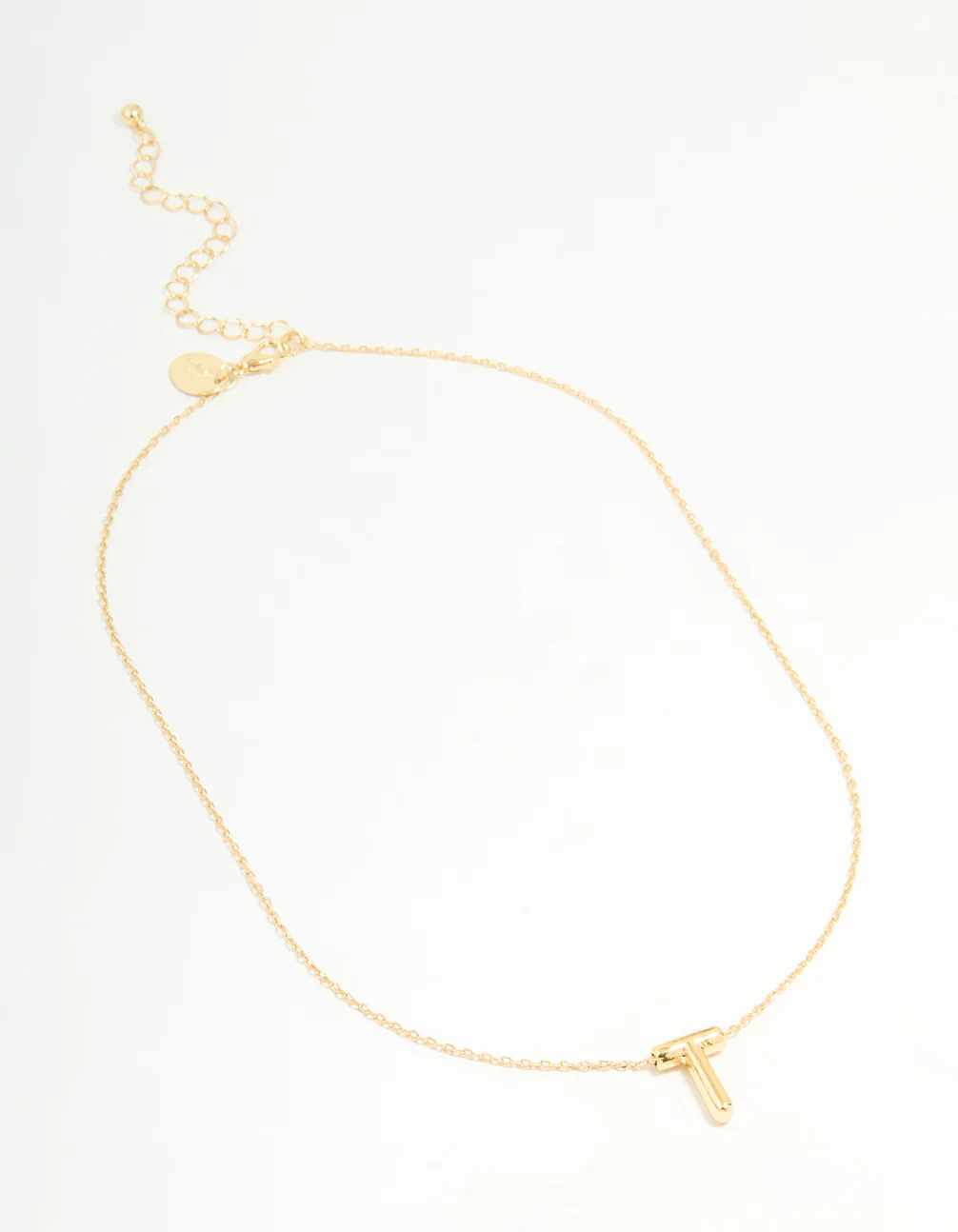 Gold Plated Bubble Letter T Necklace - Image 2
