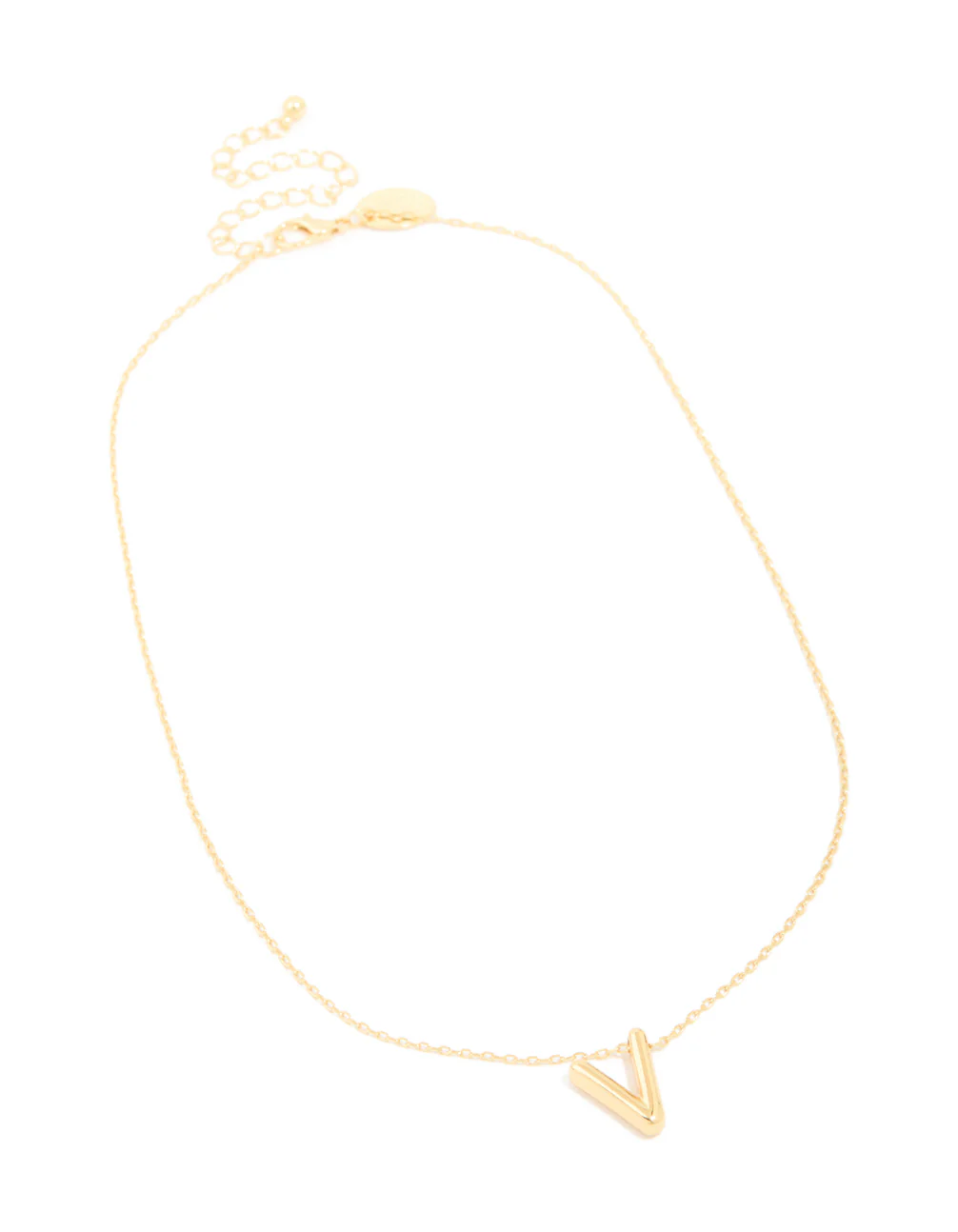 Gold Plated Bubble Letter V Necklace - Image 4
