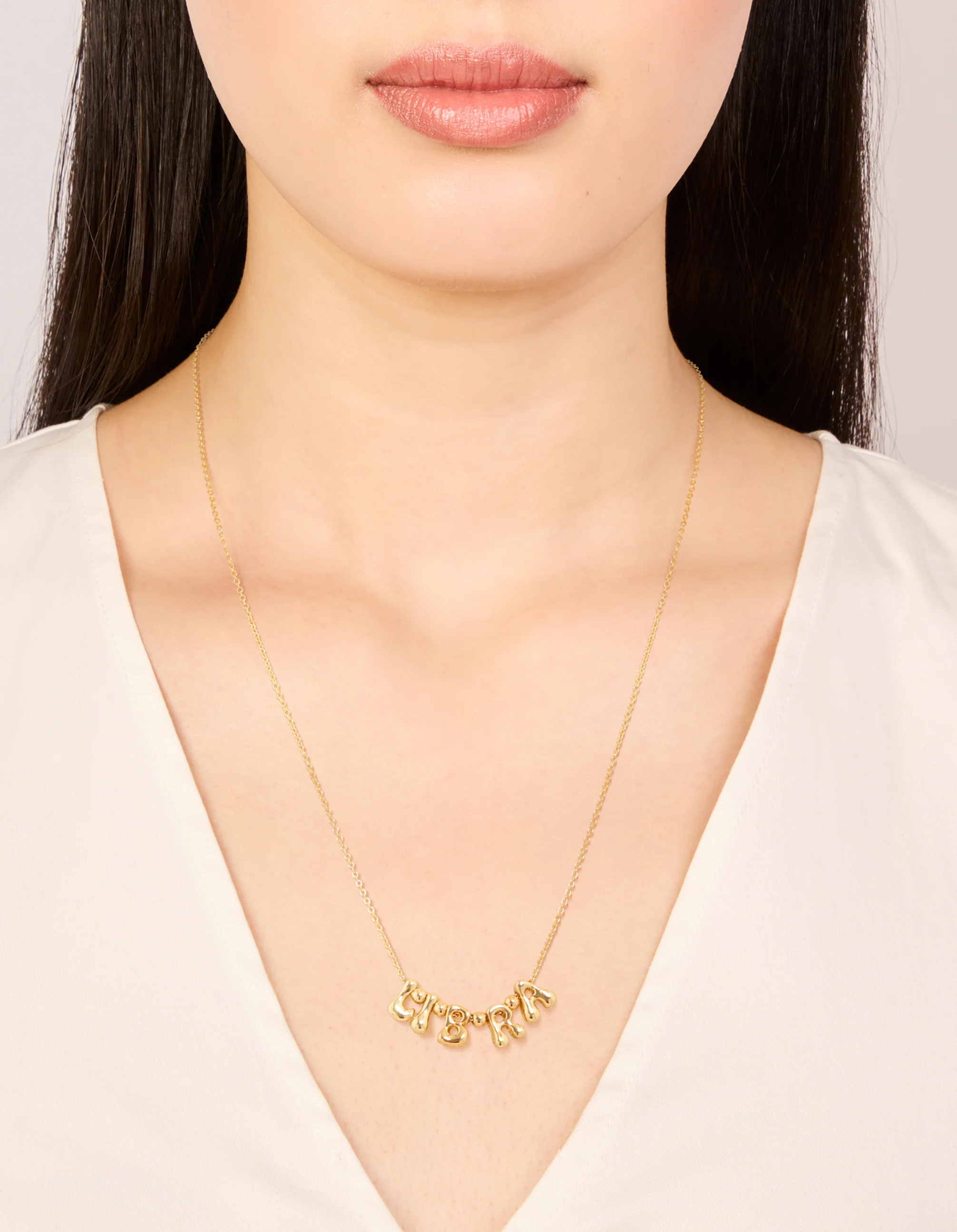 Gold Plated Bubble Libra Pendant Necklace - Image 2