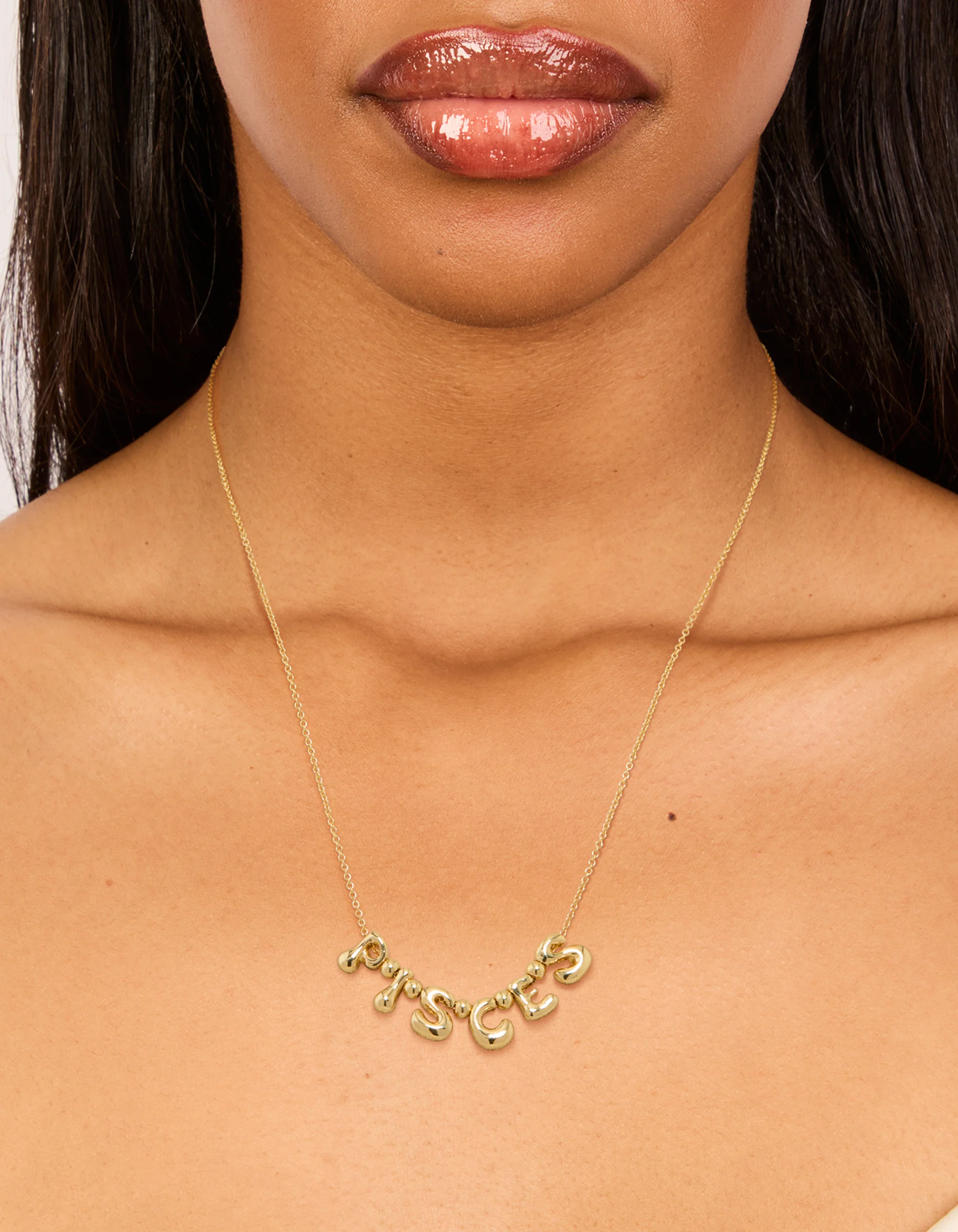 Gold Plated Bubble Pisces Pendant Necklace - Image 2