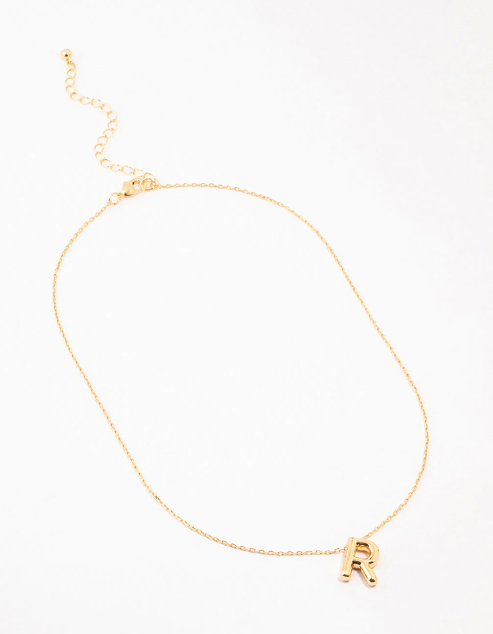 Gold Plated Bubble R Letter Necklace - Image 2