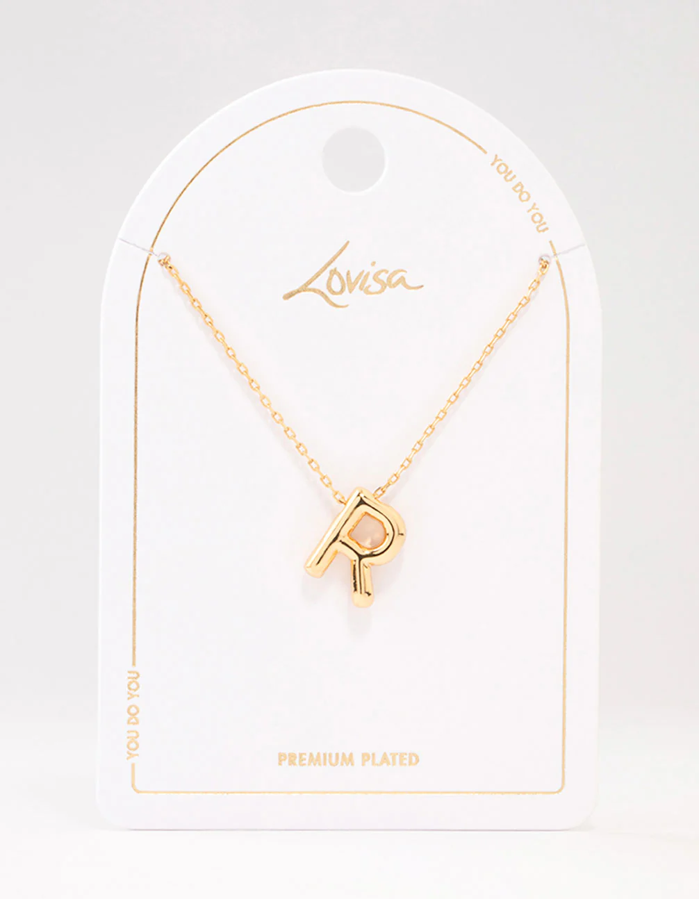 Gold Plated Bubble R Letter Necklace - Image 3
