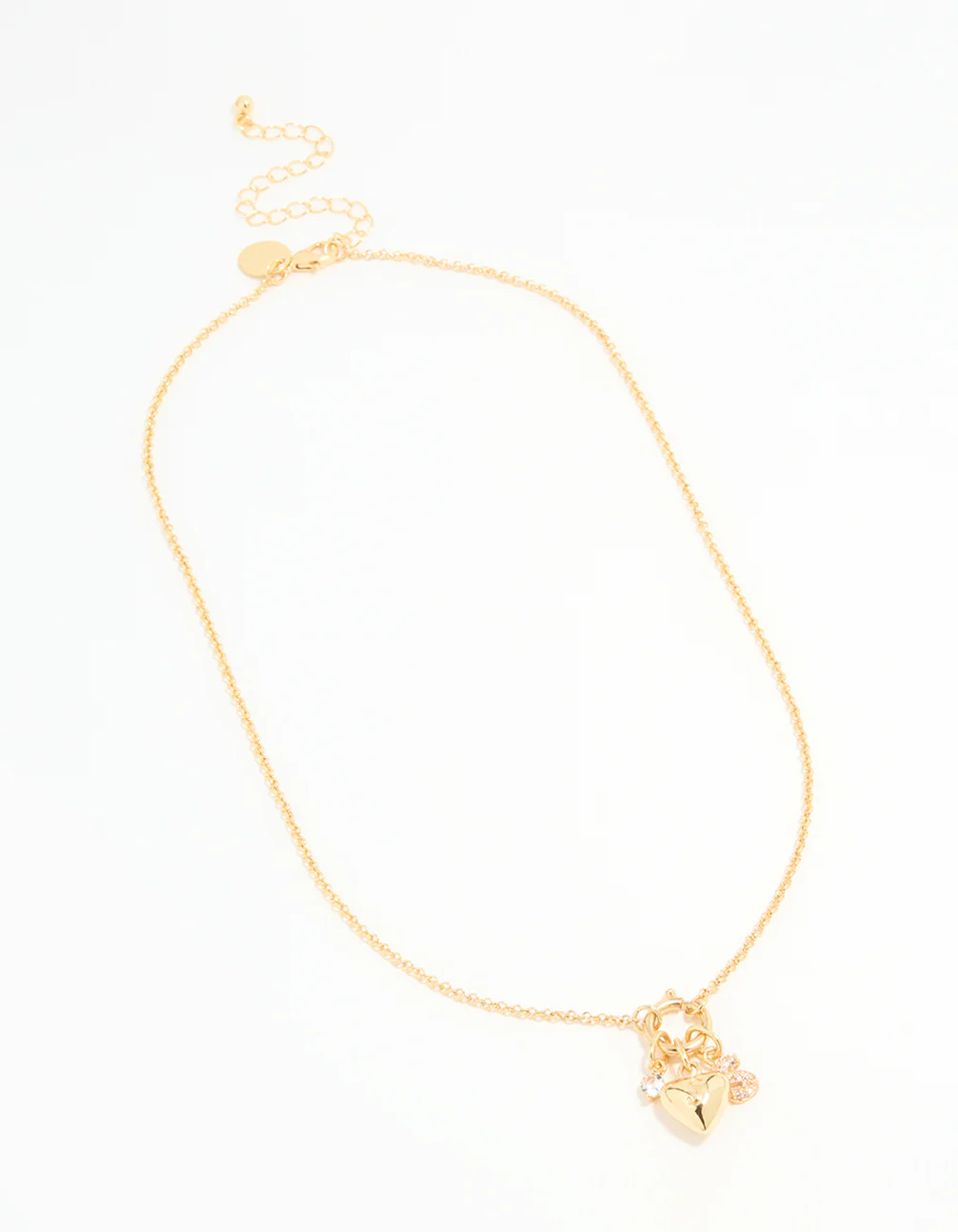 Gold Plated Bubble S & Heart Charm Necklace - Image 4