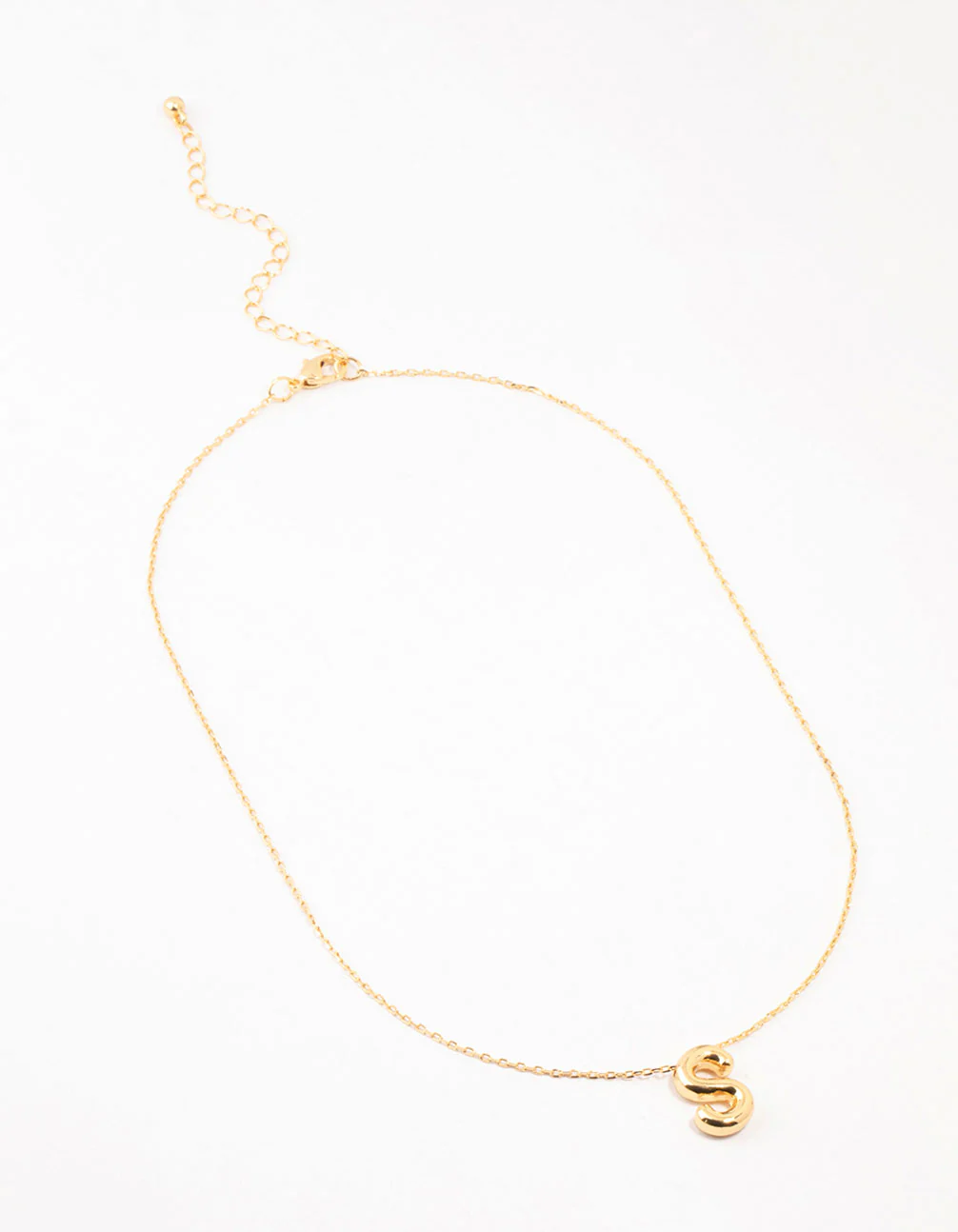 Gold Plated Bubble S Letter Necklace - Image 2